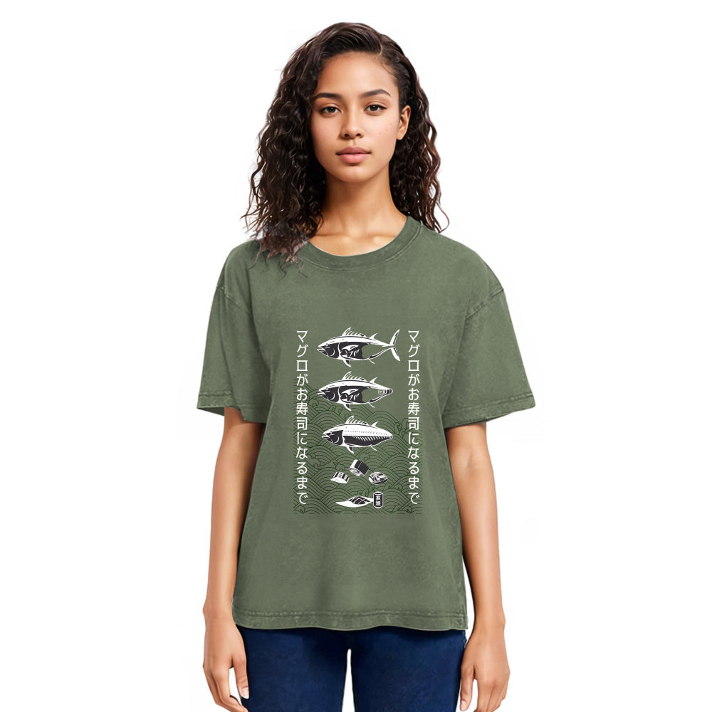 Tokyosol How Tuna Becomes Sushi Washed T-Shirt