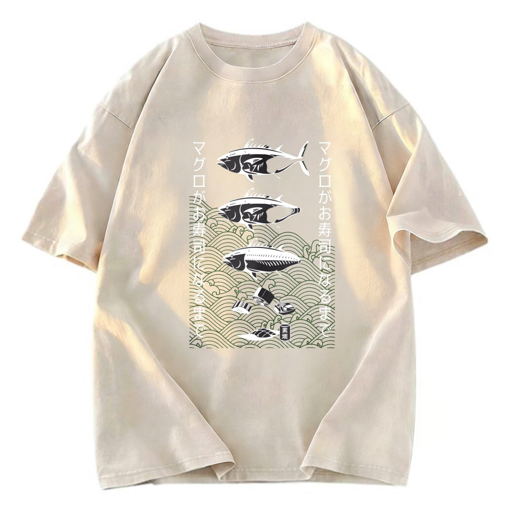 Tokyosol How Tuna Becomes Sushi Washed T-Shirt