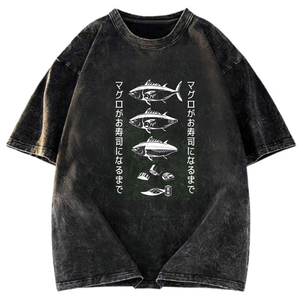Tokyosol How Tuna Becomes Sushi Washed T-Shirt