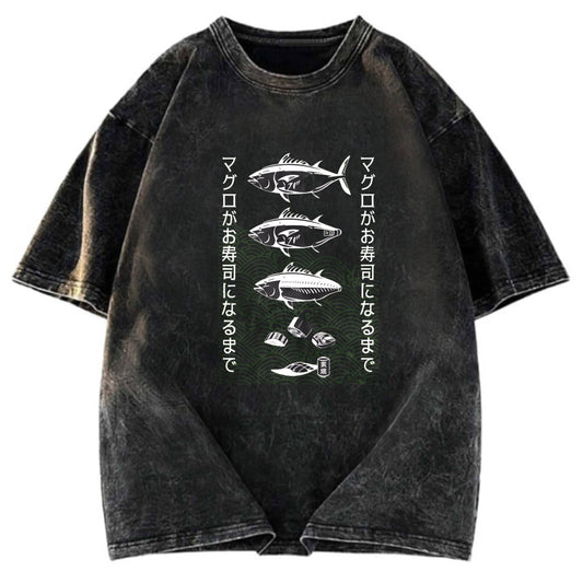Tokyosol How Tuna Becomes Sushi Washed T-Shirt