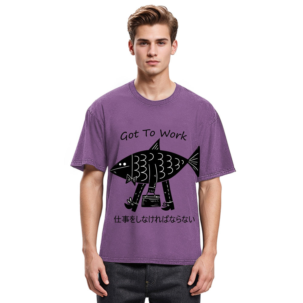 Tokyosol Fishman Had To Work Washed T-Shirt