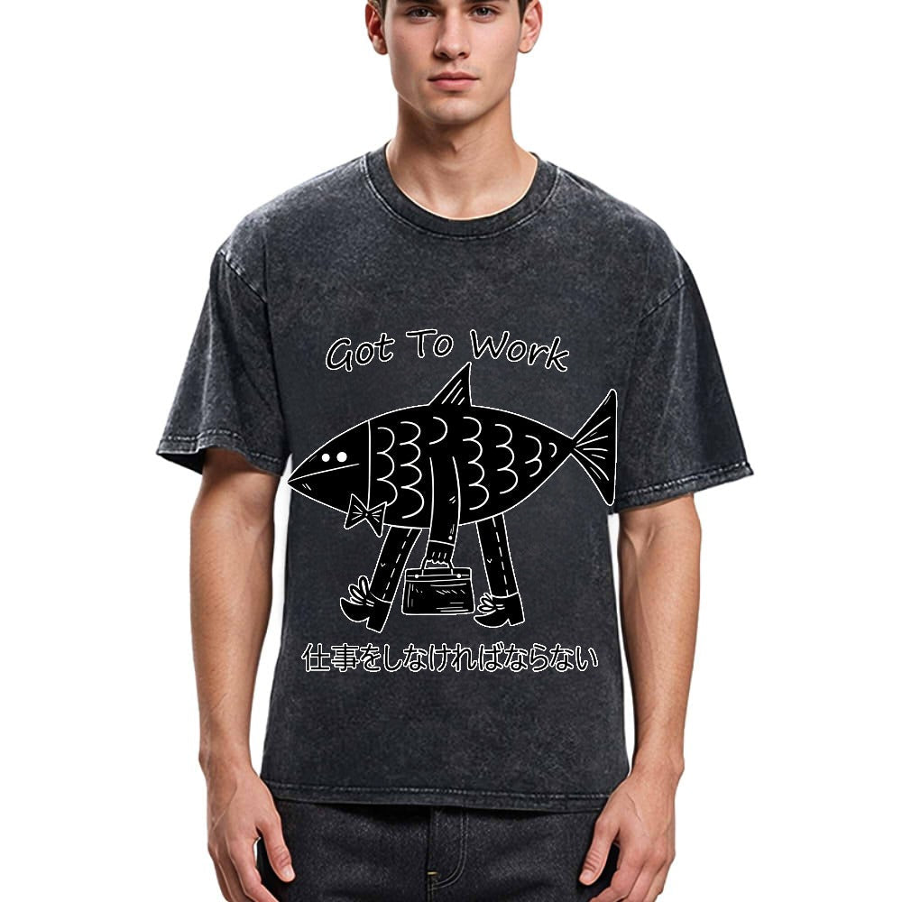 Tokyosol Fishman Had To Work Washed T-Shirt