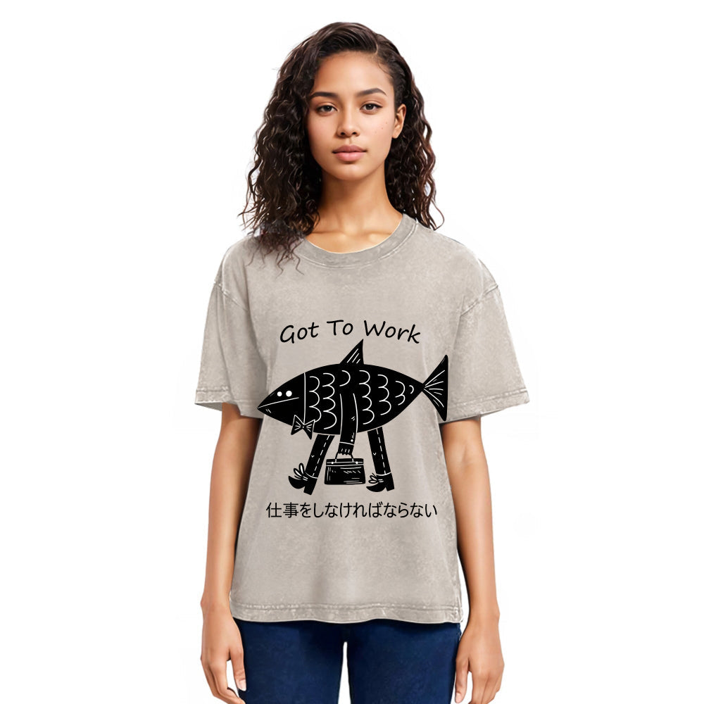 Tokyosol Fishman Had To Work Washed T-Shirt