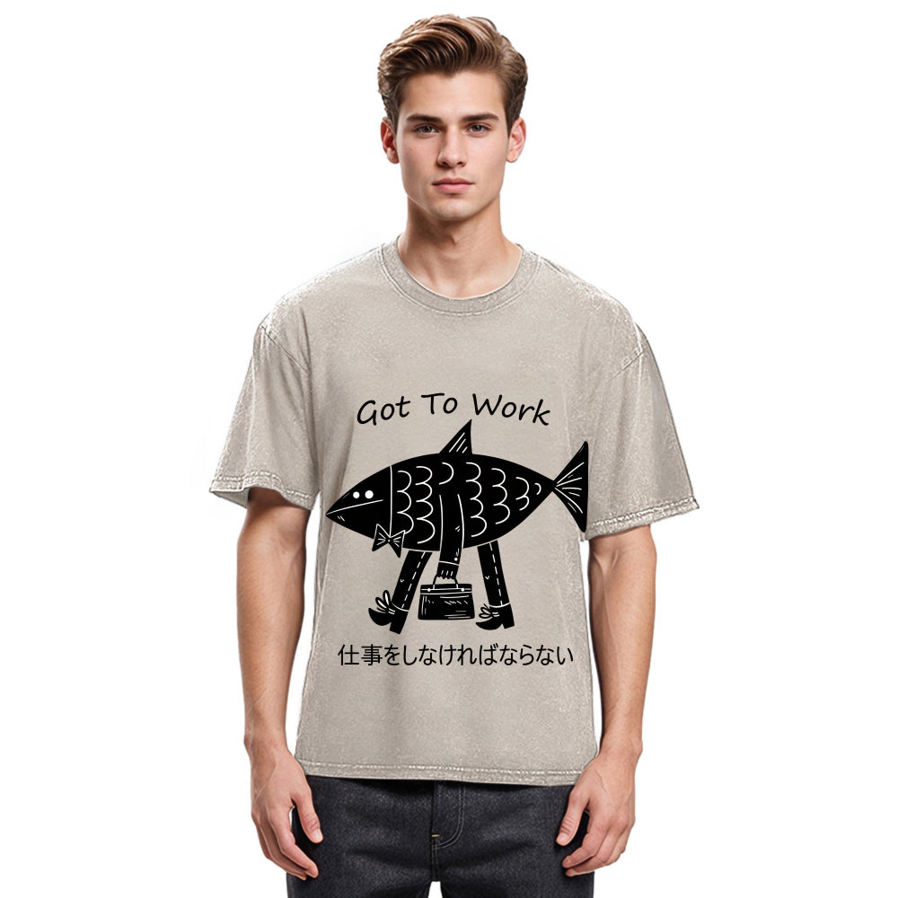Tokyosol Fishman Had To Work Washed T-Shirt