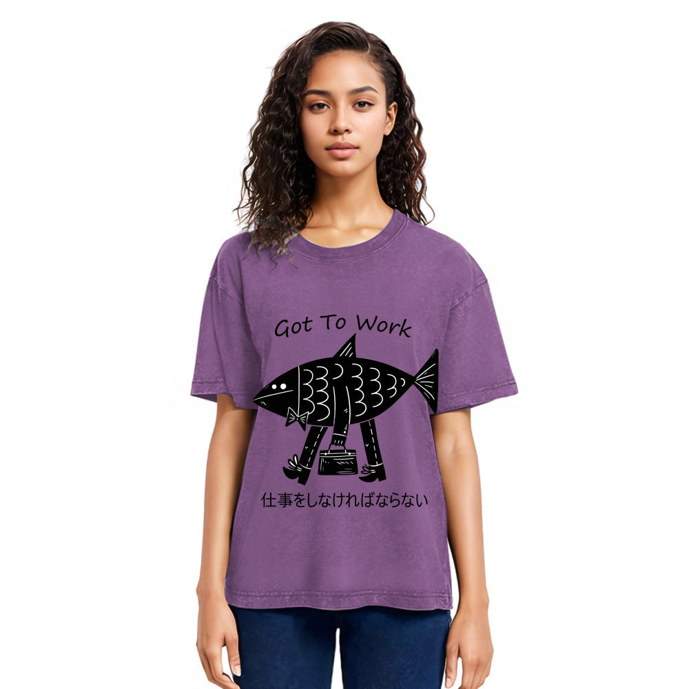 Tokyosol Fishman Had To Work Washed T-Shirt