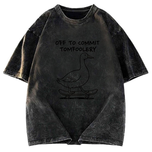 Tokyosol Goose Is Getting Ready To Cause Trouble Washed T-Shirt