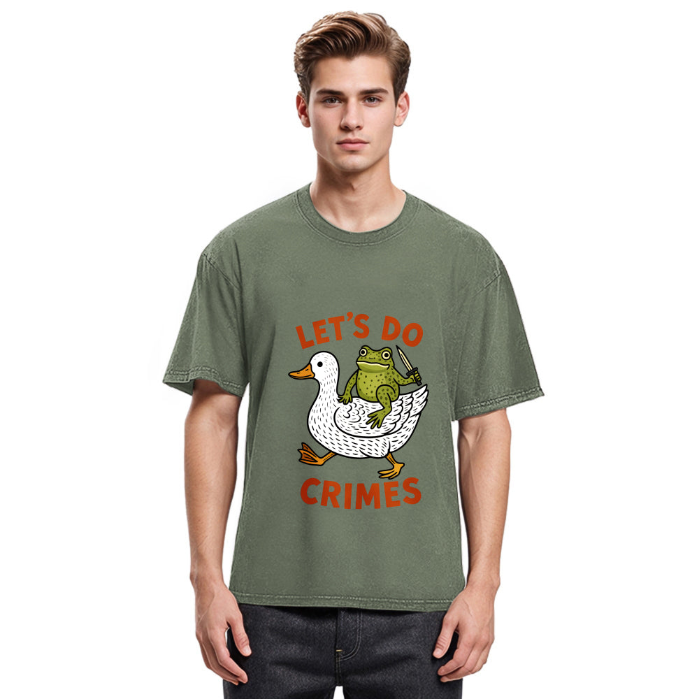 Tokyosol Frog Ready To Commit Crime Washed Crop T-Shirt