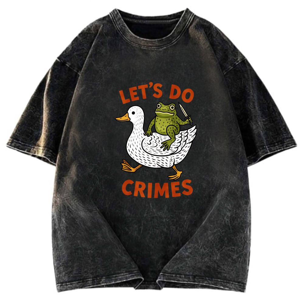 Tokyosol Frog Ready To Commit Crime Washed Crop T-Shirt