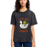 Tokyosol Frog Ready To Commit Crime Washed Crop T-Shirt