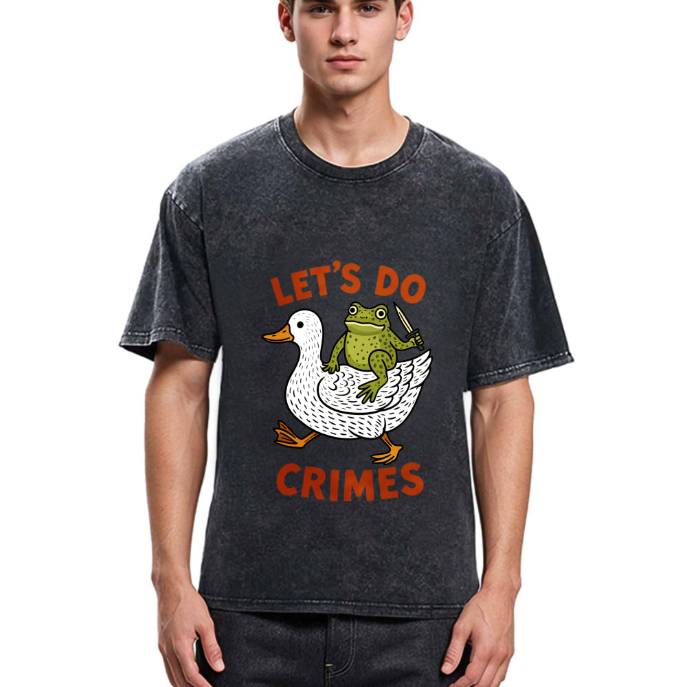 Tokyosol Frog Ready To Commit Crime Washed Crop T-Shirt
