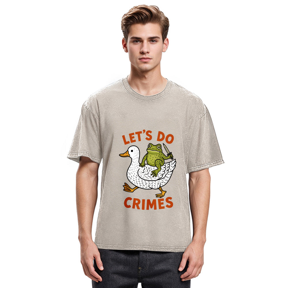 Tokyosol Frog Ready To Commit Crime Washed Crop T-Shirt