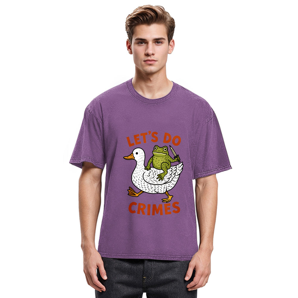 Tokyosol Frog Ready To Commit Crime Washed Crop T-Shirt