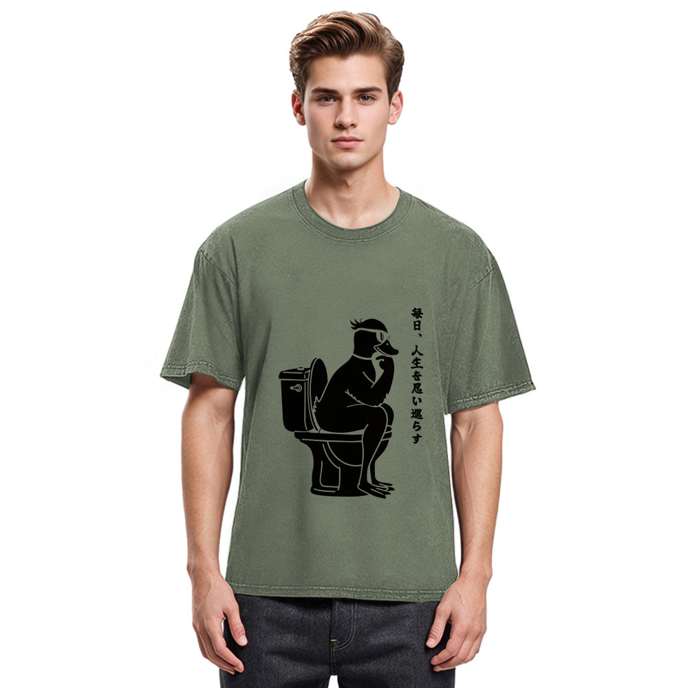 Tokyosol The Thinker On The Toilet Washed T-Shirt