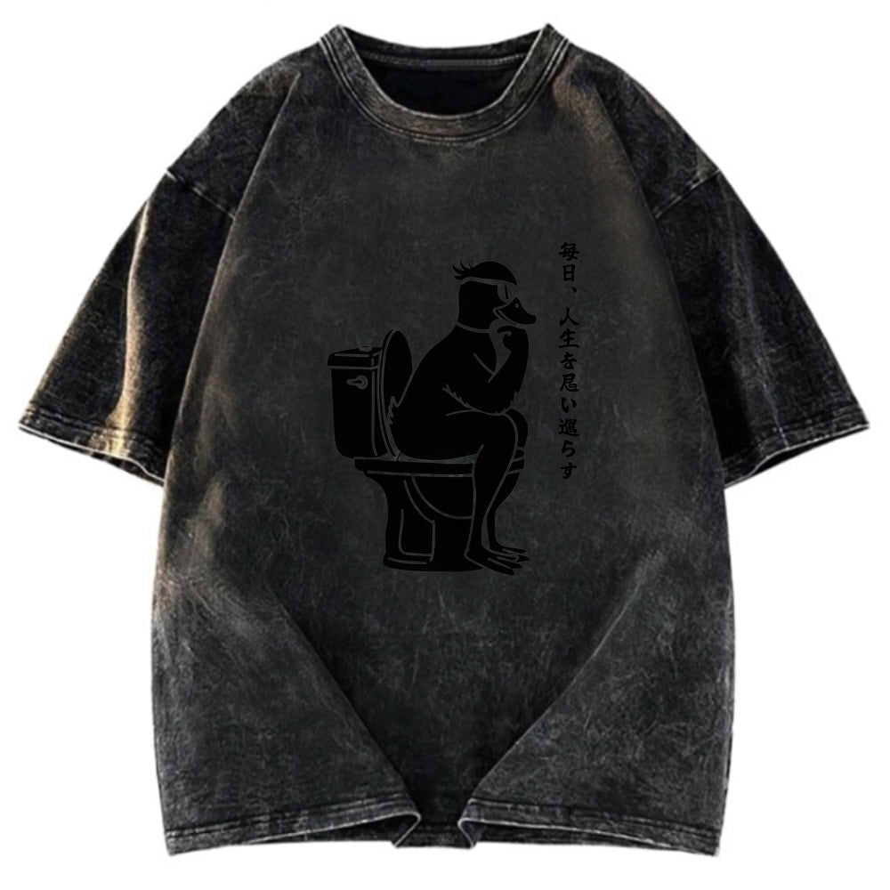 Tokyosol The Thinker On The Toilet Washed T-Shirt