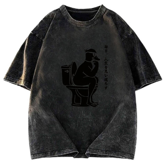 Tokyosol The Thinker On The Toilet Washed T-Shirt