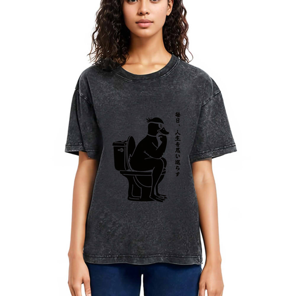 Tokyosol The Thinker On The Toilet Washed T-Shirt