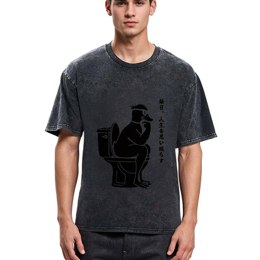 Tokyosol The Thinker On The Toilet Washed T-Shirt