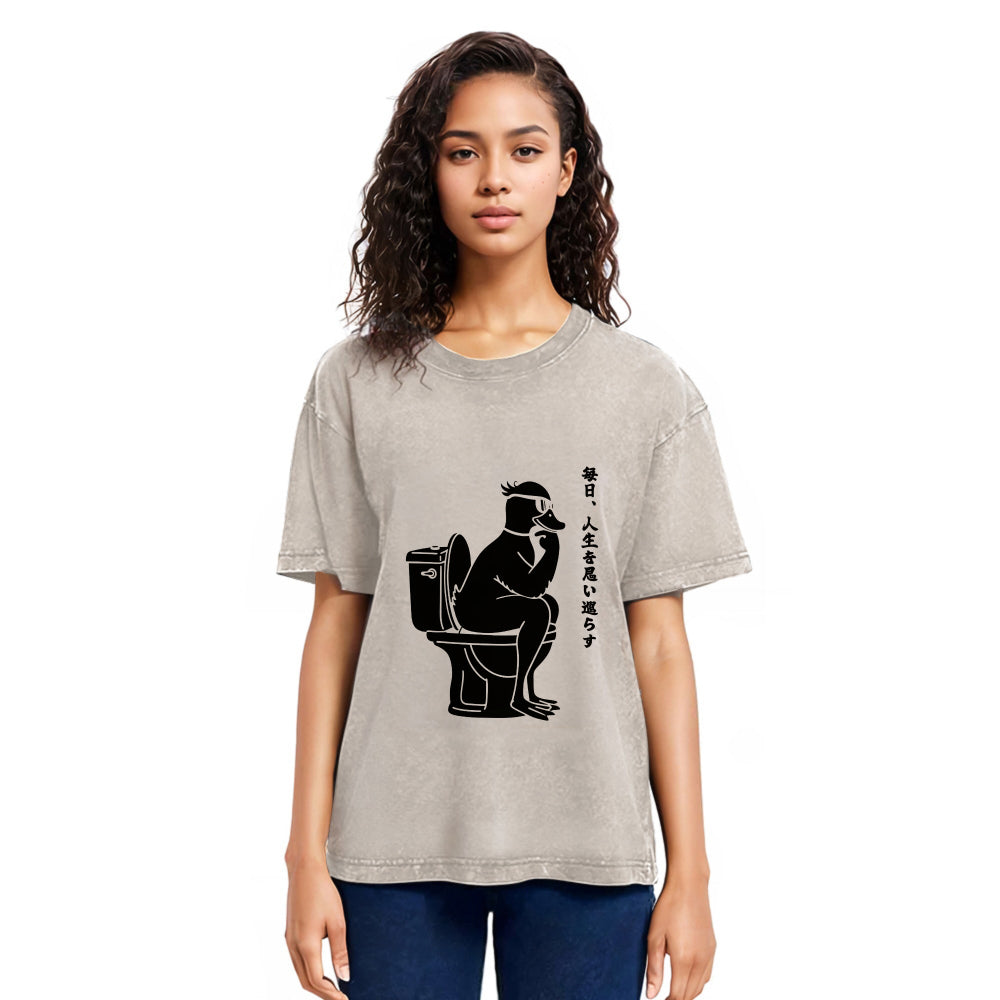 Tokyosol The Thinker On The Toilet Washed T-Shirt