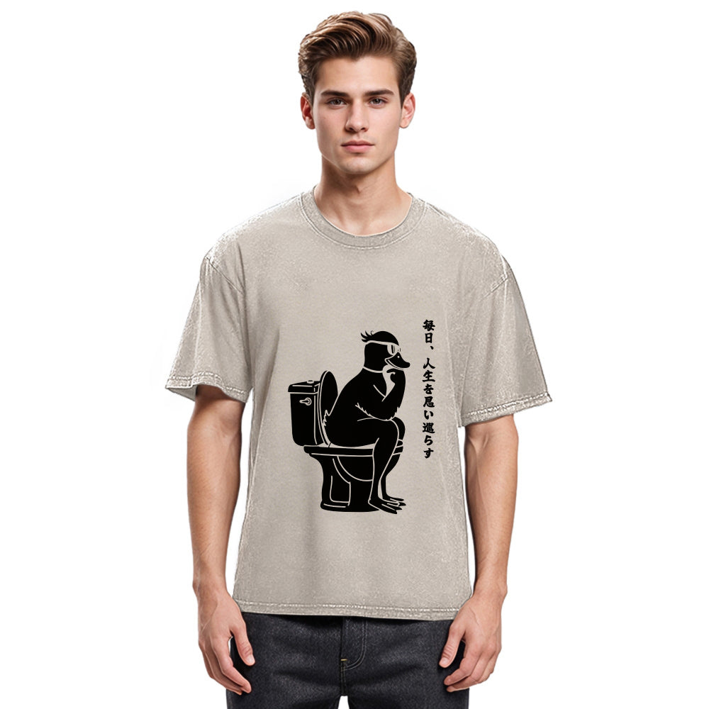 Tokyosol The Thinker On The Toilet Washed T-Shirt