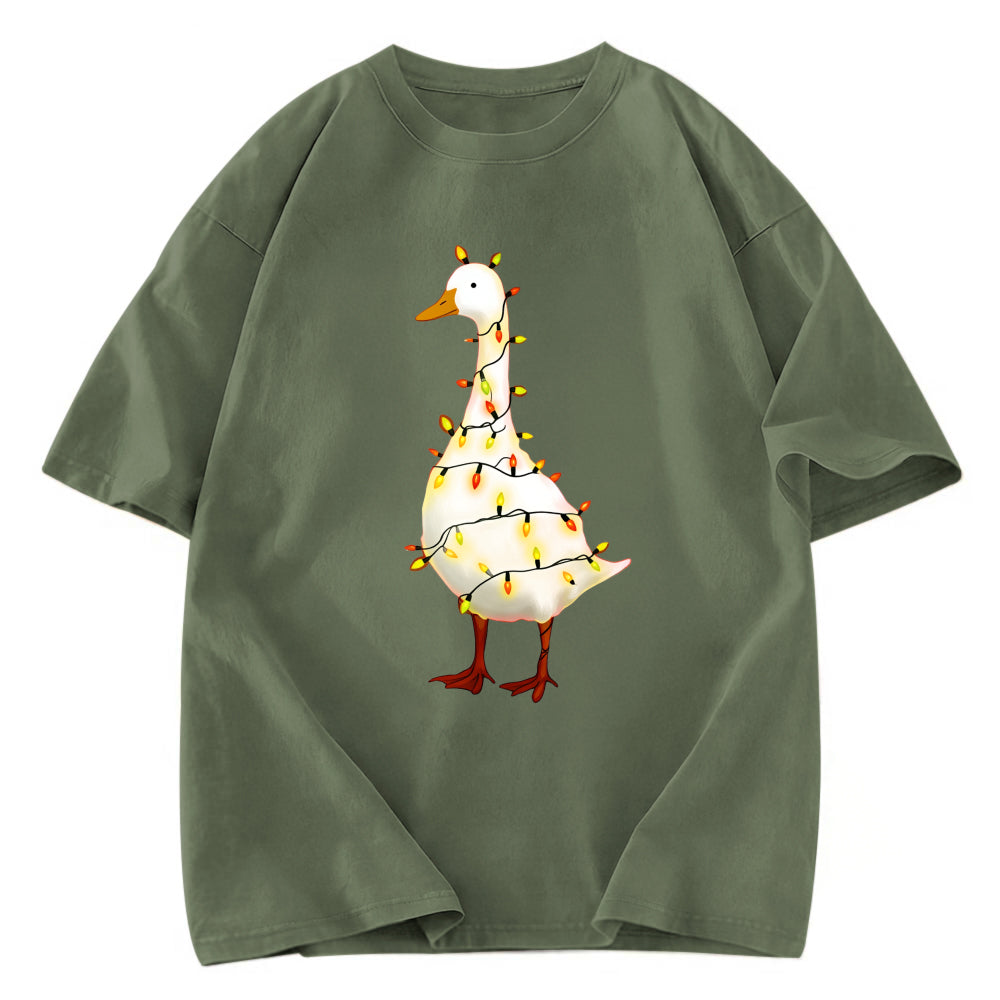 Tokyosol Funny Christmas Goose Washed T-Shirt