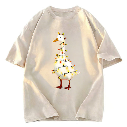 Tokyosol Funny Christmas Goose Washed T-Shirt