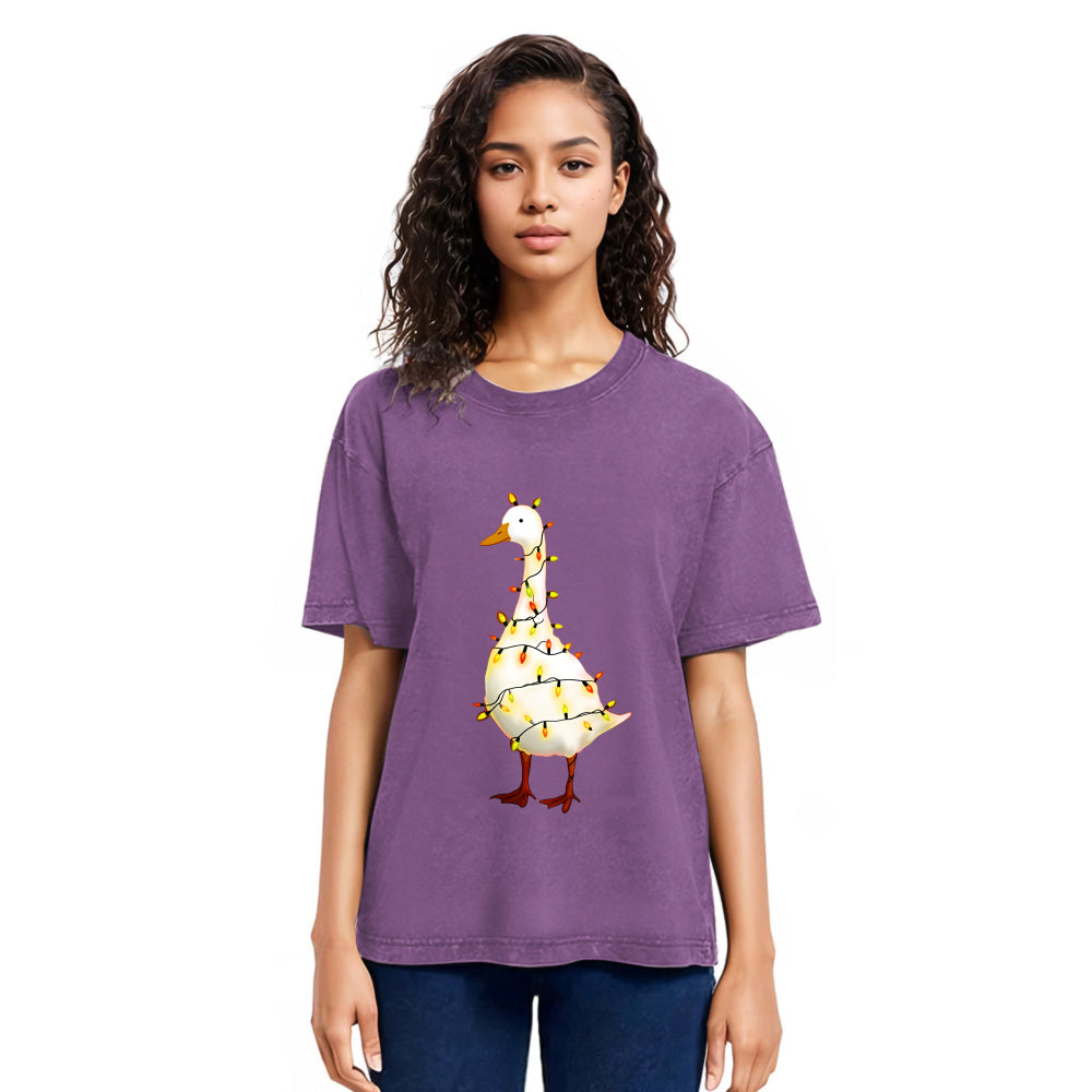 Tokyosol Funny Christmas Goose Washed T-Shirt