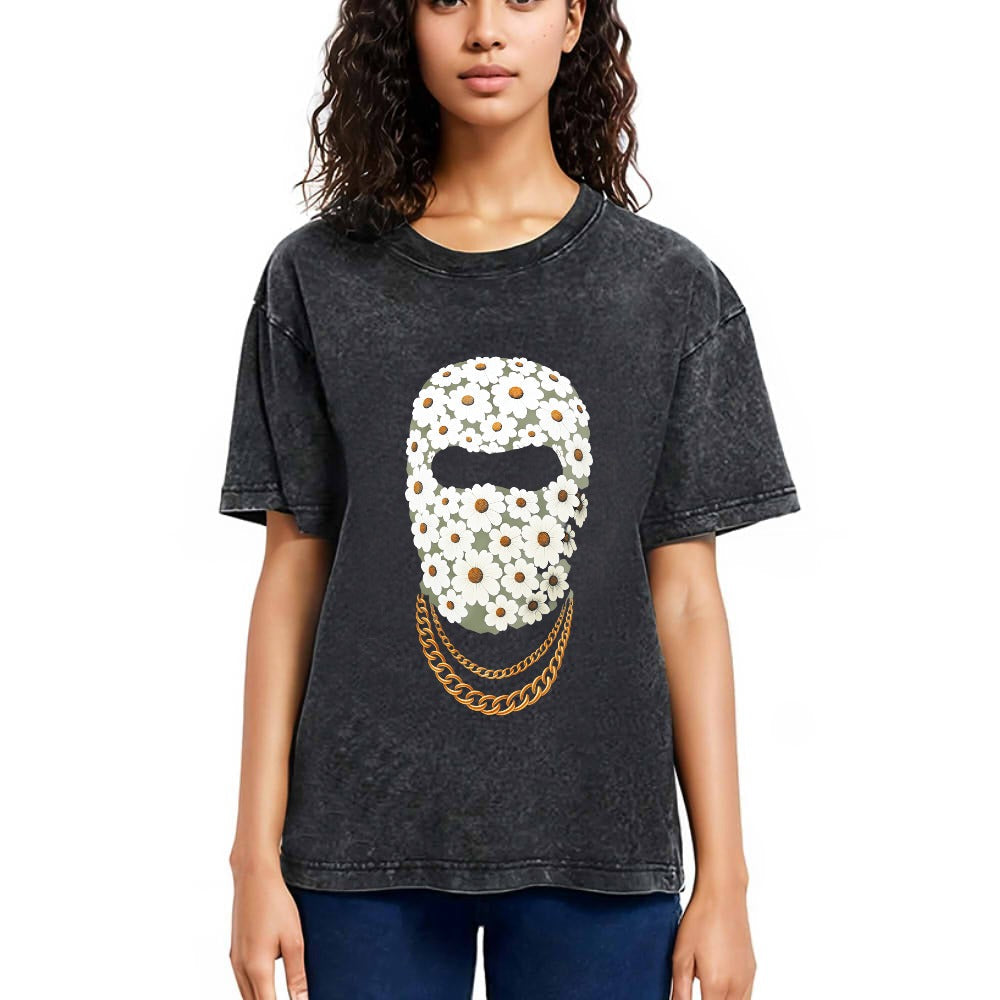 Tokyosol Daisy Mask Washed T-Shirt