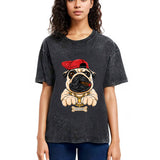 Tokyosol Pug hiphop Washed T-Shirt