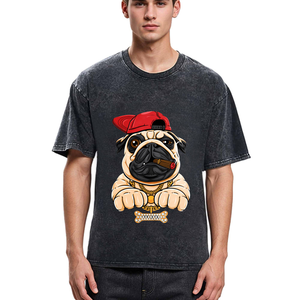 Tokyosol Pug hiphop Washed T-Shirt
