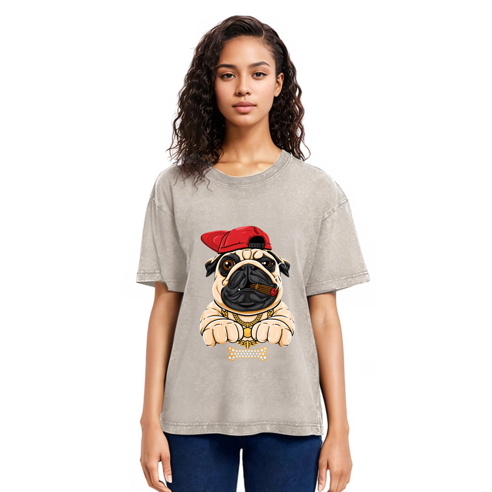Tokyosol Pug hiphop Washed T-Shirt