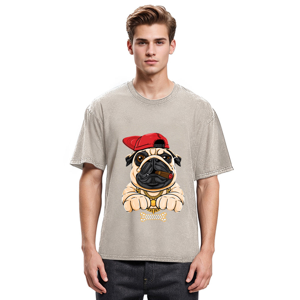 Tokyosol Pug hiphop Washed T-Shirt