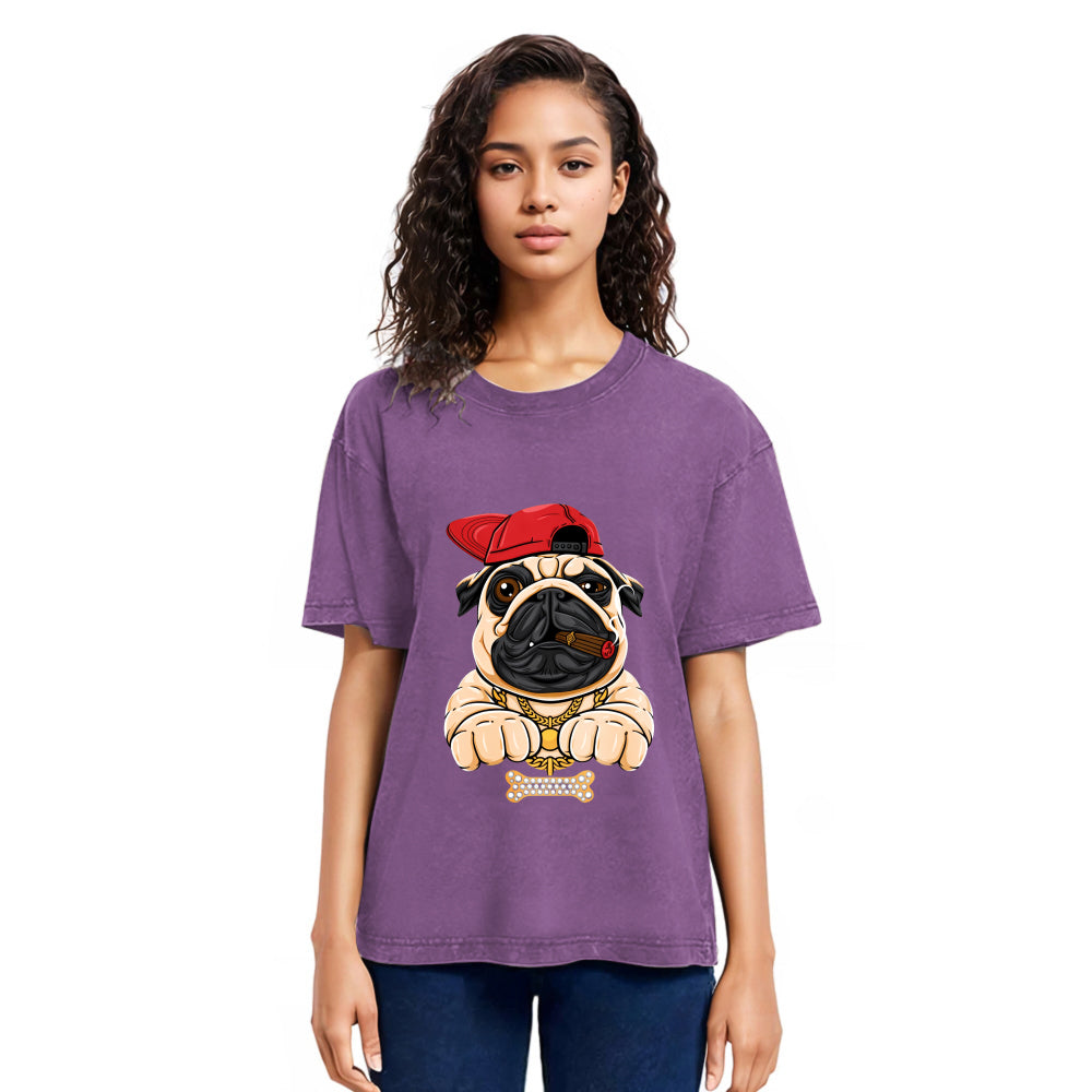 Tokyosol Pug hiphop Washed T-Shirt