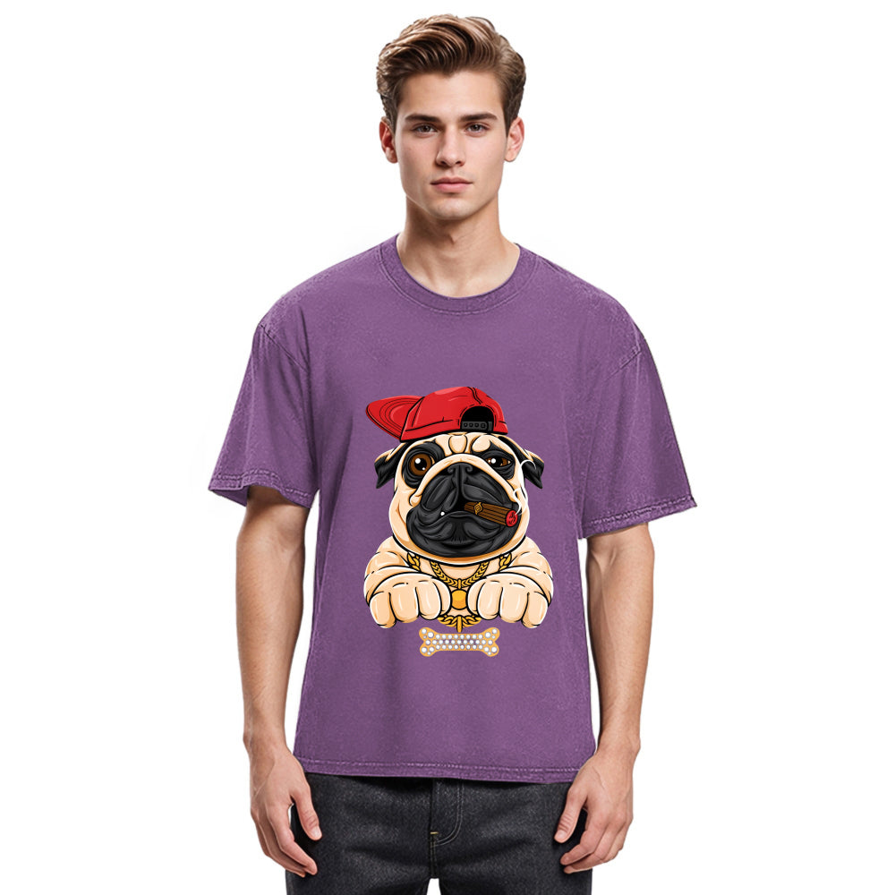 Tokyosol Pug hiphop Washed T-Shirt