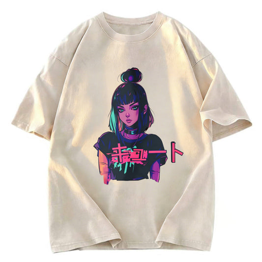Tokyosol Cute Lofi Egirl Anime Washed T-Shirt