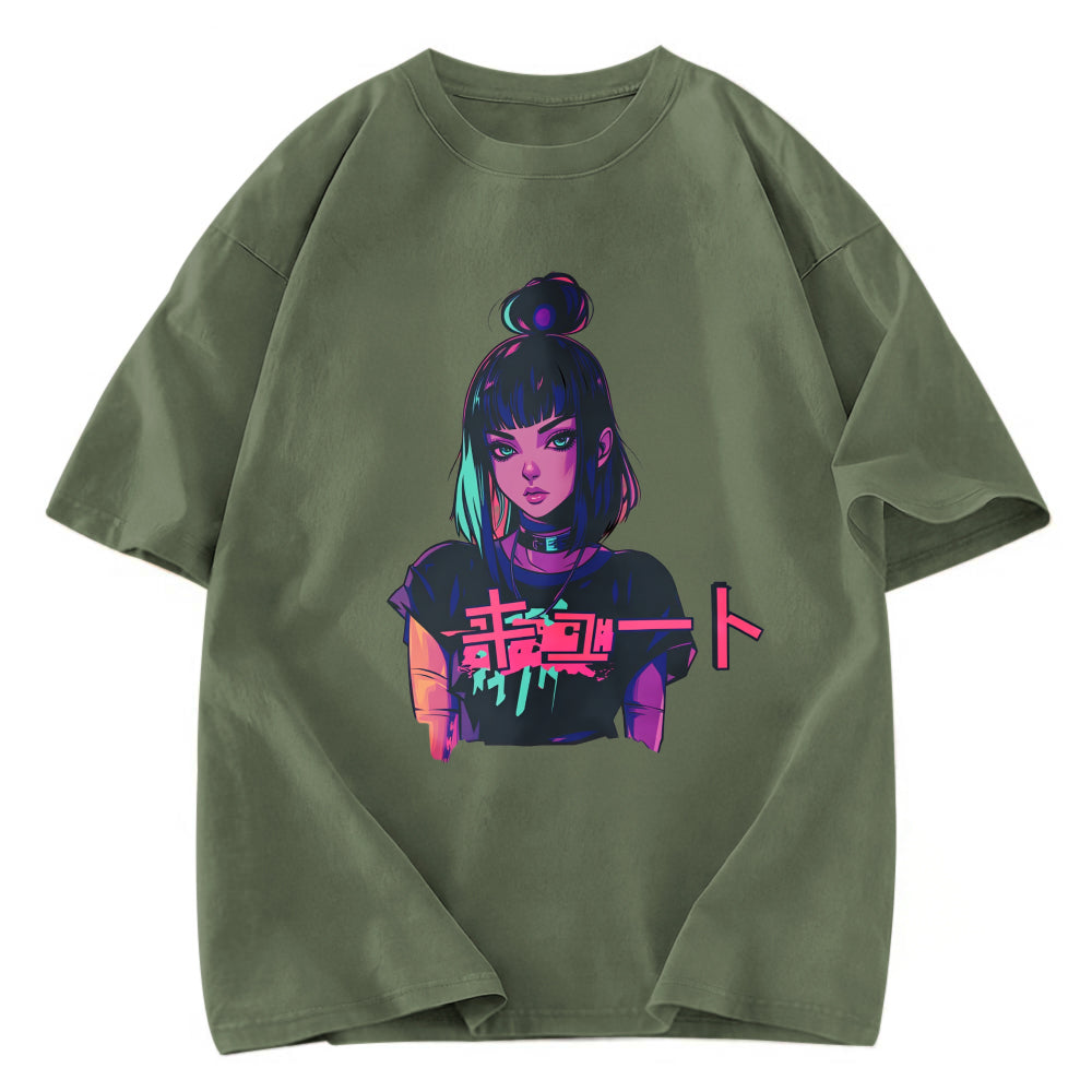 Tokyosol Cute Lofi Egirl Anime Washed T-Shirt