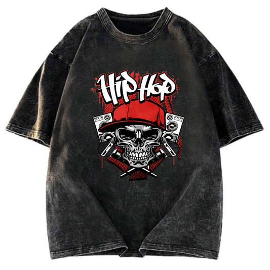 Tokyosol Skull Hip Hop Washed T-Shirt