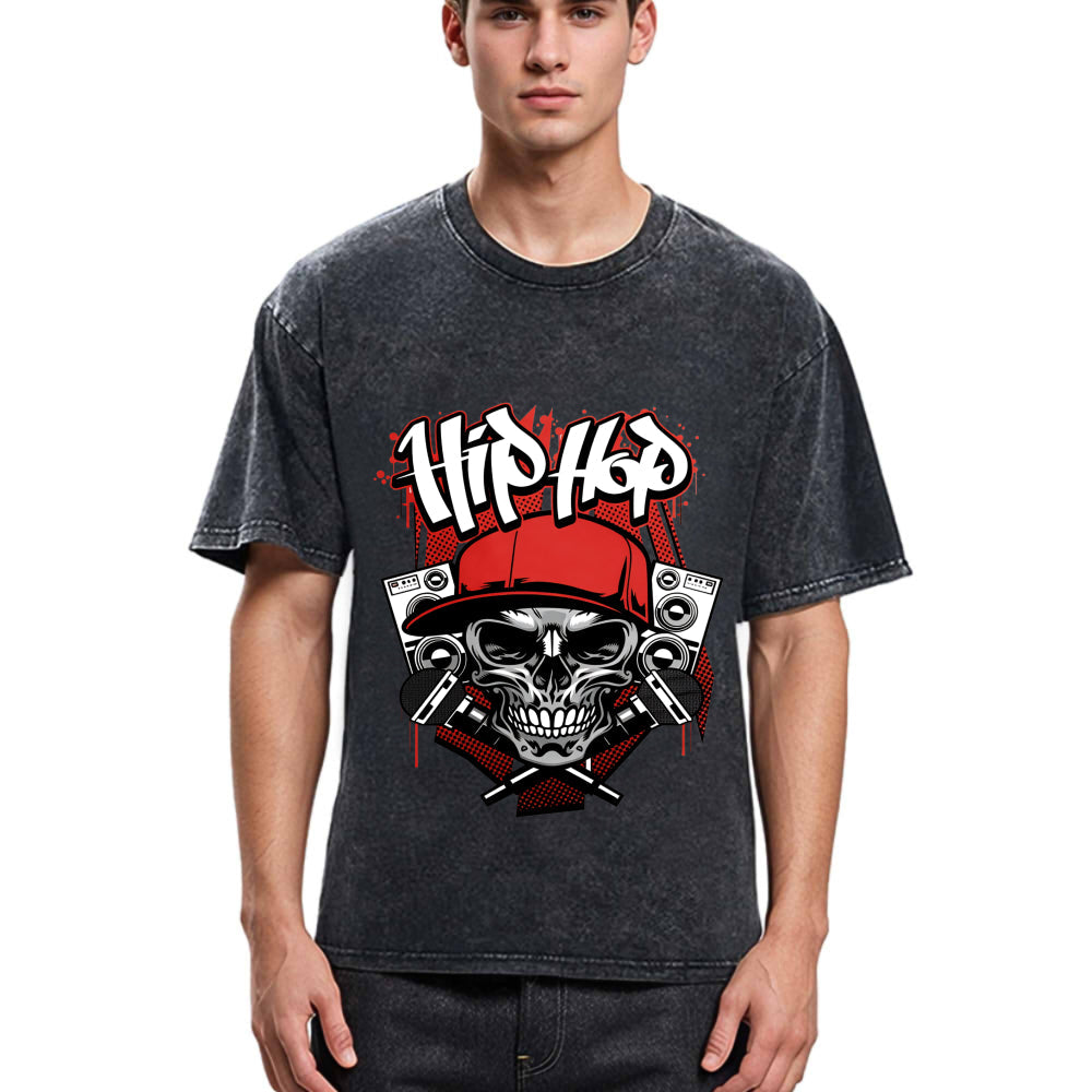 Tokyosol Skull Hip Hop Washed T-Shirt