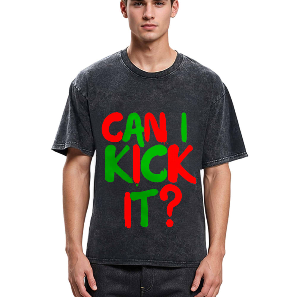 Tokyosol Can I Kick it Novelty Washed T-Shirt