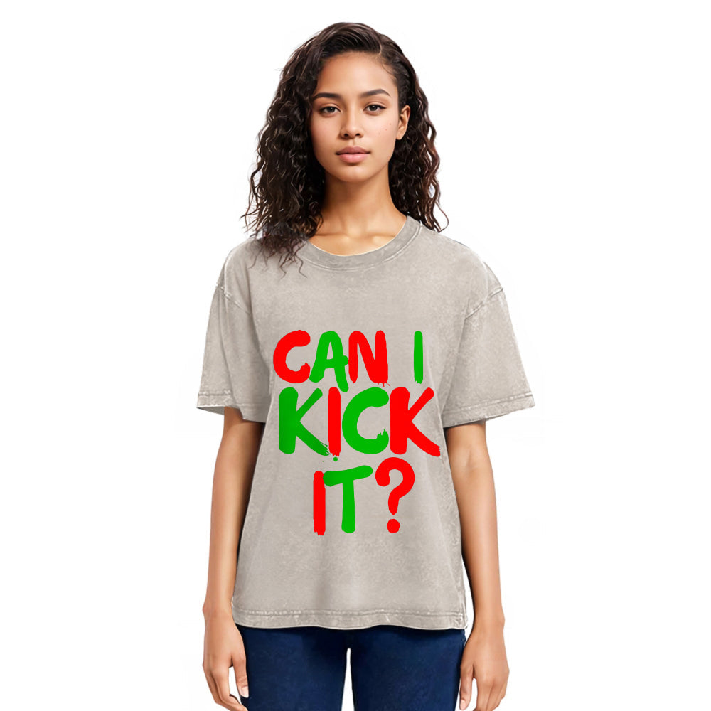 Tokyosol Can I Kick it Novelty Washed T-Shirt