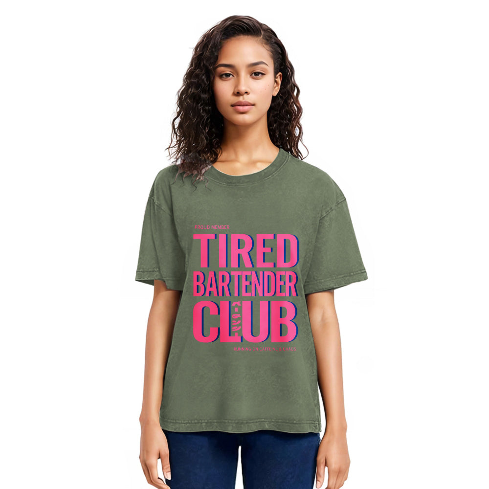 Tokyosol Tired Bartender Club Japanese Katakana Vintage Washed T-Shirt
