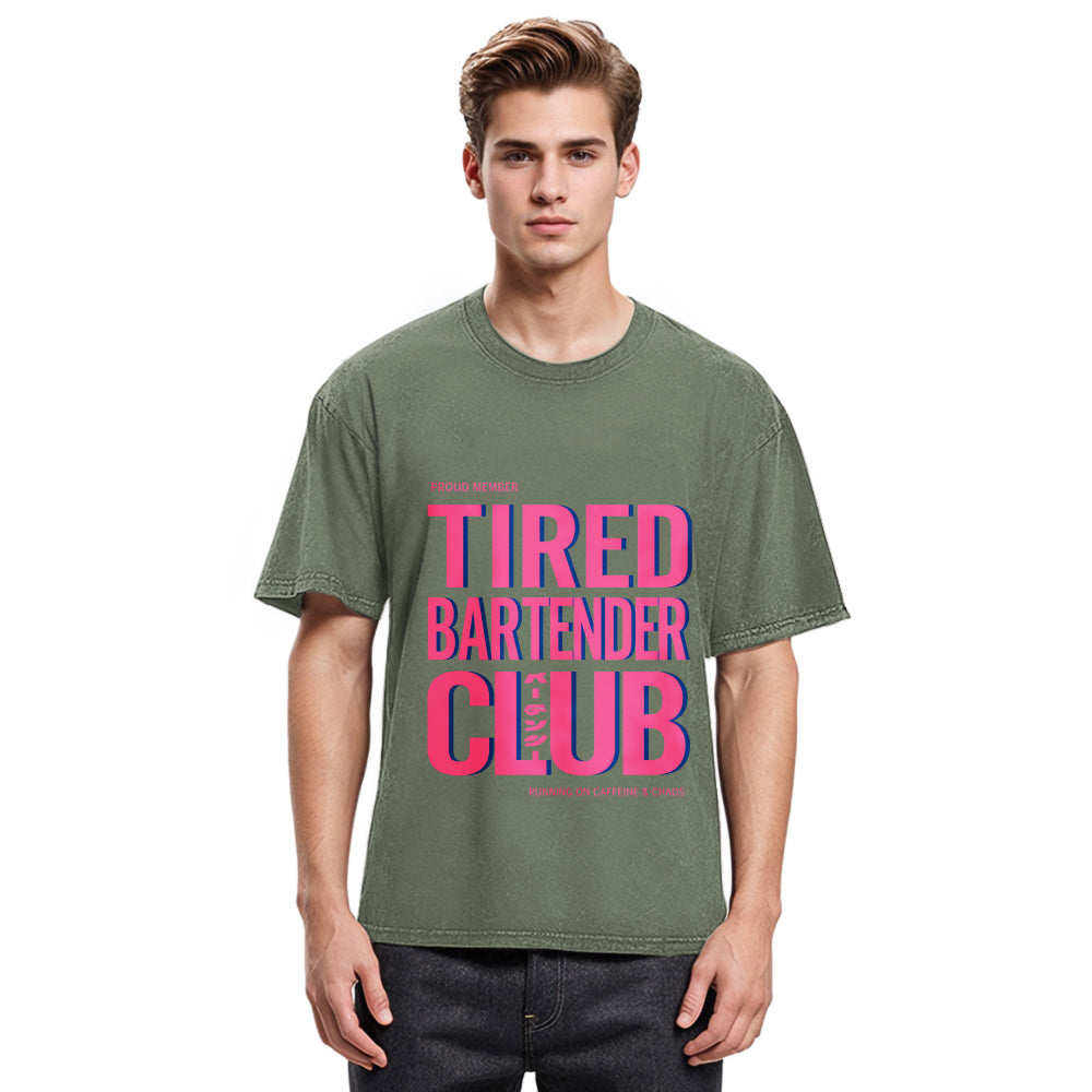 Tokyosol Tired Bartender Club Japanese Katakana Vintage Washed T-Shirt