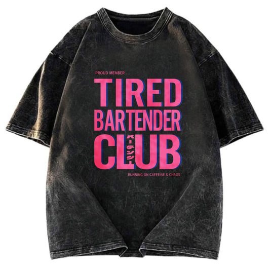 Tokyosol Tired Bartender Club Japanese Katakana Vintage Washed T-Shirt