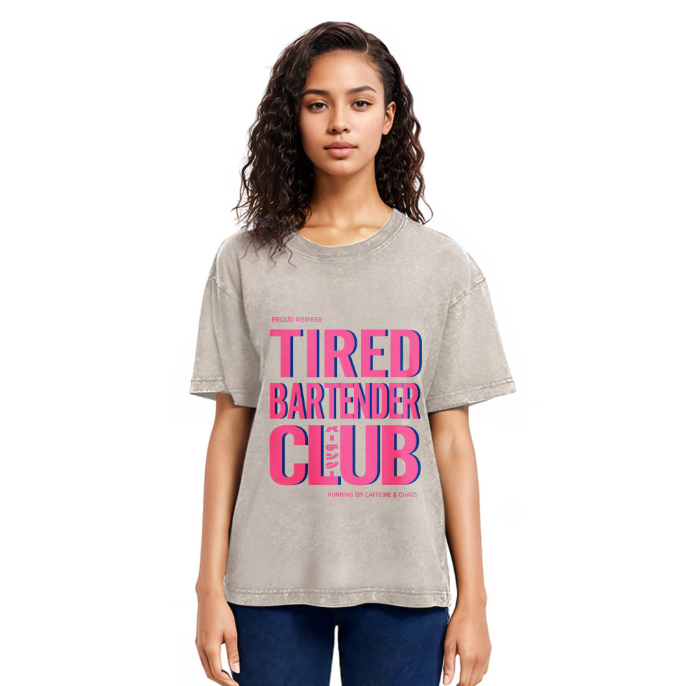 Tokyosol Tired Bartender Club Japanese Katakana Vintage Washed T-Shirt