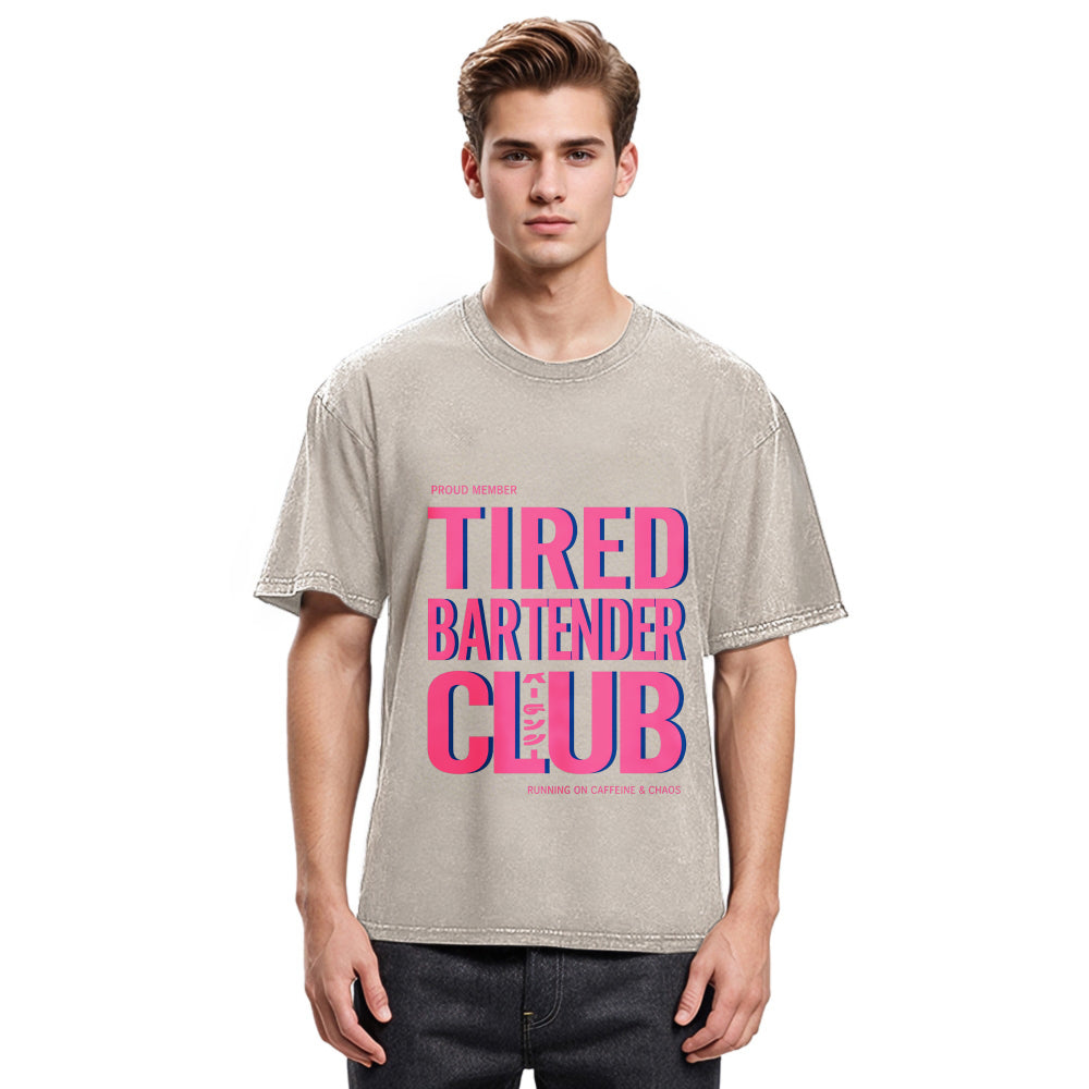 Tokyosol Tired Bartender Club Japanese Katakana Vintage Washed T-Shirt