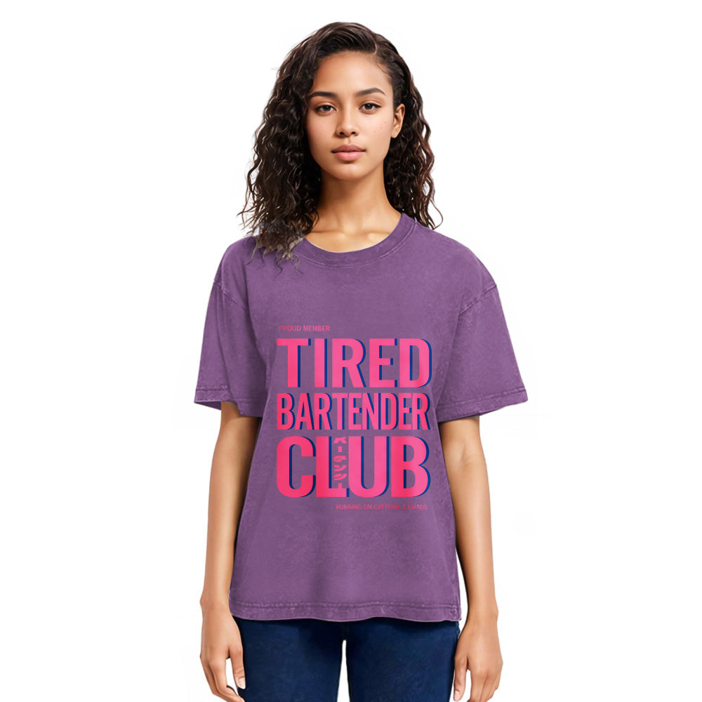 Tokyosol Tired Bartender Club Japanese Katakana Vintage Washed T-Shirt
