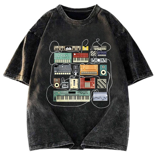Tokyosol Electronic Musician Synthesizer and Drum Machine Dj Washed T-Shirt