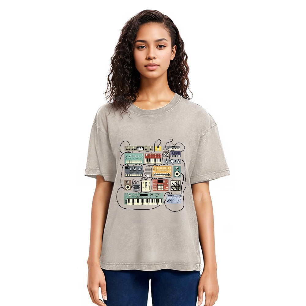 Tokyosol Electronic Musician Synthesizer and Drum Machine Dj Washed T-Shirt