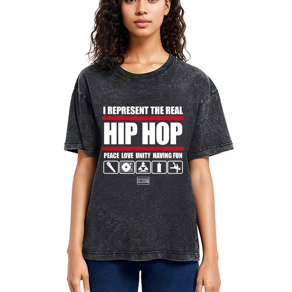 Tokyosol I Represent Real Hip-hop Washed T-Shirt