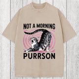 Tokyosol Not A Morning Purrrson Cat Washed T-Shirt