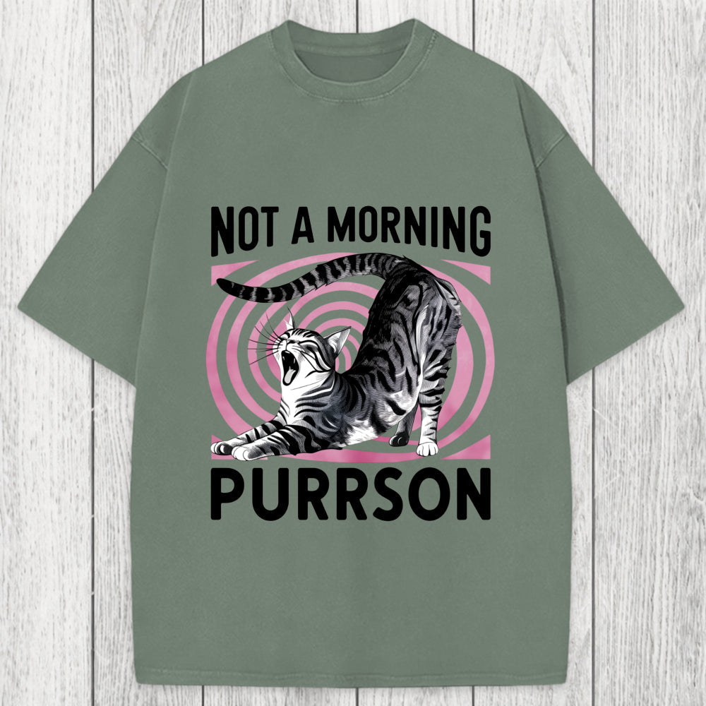Tokyosol Not A Morning Purrrson Cat Washed T-Shirt